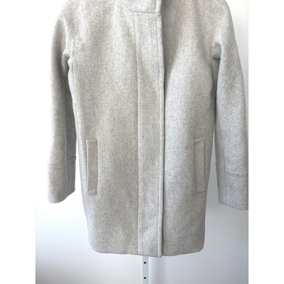 Clean Girl Wool Blend Coat Size 2 Light Grey Stand Collar Chic Winter Jacket - Picture 11 of 13